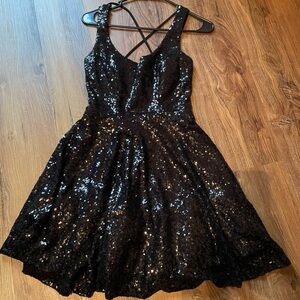 Black Sequin Party Dress